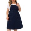 Agnes Orinda Women's Plus Size Overall Dress Button Adjustable Strap Denim Suspender Dresses - 2 of 4