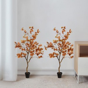 Artificial Eucalyptus Tree 3/4ft, Faux Autumn Ficus with Pot for Indoor Home Decor - 1 of 3