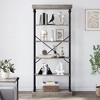 6 Tier Bookshelf Industrial Bookcase Wood Storage Open Rack Shelf Metal Frame Rustic Tall Standing Bookshelves - 2 of 4