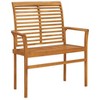 Patio Bench with Red Cushion 44.1" Solid Teak Wood - 2 of 4