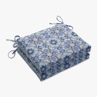 Keyzu Medallion 2pc Outdoor Seat Cushion Set Blue - Pillow Perfect