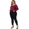 Agnes Orinda Women's Plus Size Cute Contrast Collar Plaid Long Sleeve Casual Work Blouse - 3 of 4