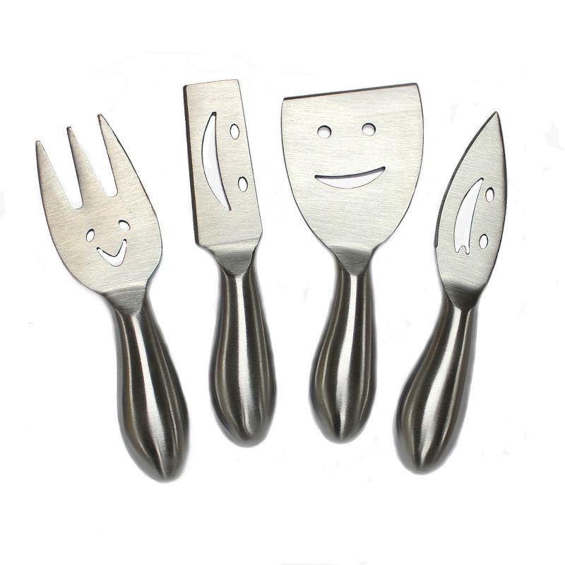 PRODYNE K4F STAINLESS STEEL  CHEESE KNIVES WITH HAPPY FACES -SET OF 4, 1 of 3