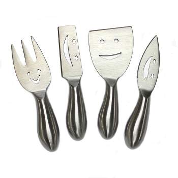 PRODYNE K4F STAINLESS STEEL  CHEESE KNIVES WITH HAPPY FACES -SET OF 4