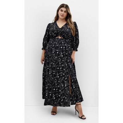 Women's Plus Size Jolene Print Maxi Dress - black | CITY CHIC