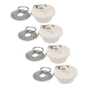 Unique Bargains Rubber Stainless Steel Beaded Chain with Pull Ring Drain Stopper 4 Pcs - 1 of 4