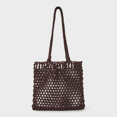 Crochet Shopper Market Tote Handbag - A New Day™ Brown