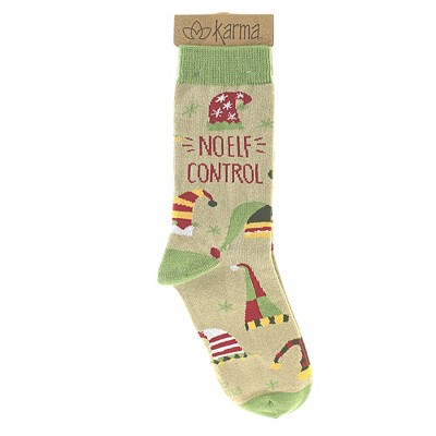 Novelty Socks 12.5" Holiday Socks No Elf Control Christmas Silly Pixi Karma  -  Socks