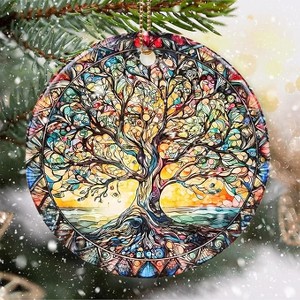 Lomsoe Christmas Ornaments Christmas Tree of Life Ceramic Ornaments Red Christmas Tree Hanging Decor Christmas Gift Christmas Decor - 1 of 4
