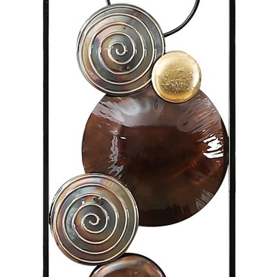 Mid-Century Modern 2-Piece Multicolor Metal Wall Sculpture Set