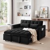 TiramisuBest 55" 3-in-1 Convertible Velvet Sofa Bed, Adjustable Back Futon Loveseat with Storage Bag & Pillows, Space-Saving Sofa for Living(Black) - 3 of 4