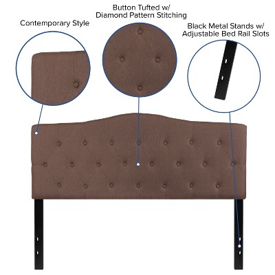 Camel Tufted Upholstered Queen Size Headboard with Diamond Stitch