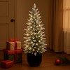 3FT Pre-lit Artificial Snow Frosted Mini Tabletop Christmas Tree with Warm White Lights & PE Branch Tips for Holiday Decoration - 4 of 4