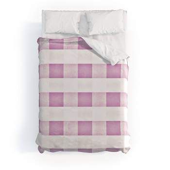 Farmhouse Shabby Gingham Checkered Plaid Monika Strigel Duvet Cover Set Purple/White - Deny Designs