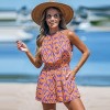 Women's Orange Abstract High Neck Sleeveless Romper - Cupshe - image 4 of 4