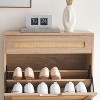 Farmhouse Rattan Shoe Cabinet - 3-Tier Slim Wooden Shoe Rack with 3 Drawers & Adjustable Shelves - 3 of 4