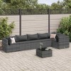vidaXL 7 Piece Outdoor Patio Lounge Set - Gray Poly Rattan, Cushions Included, Modular, Weather-Resistant, Glass Top for Garden, Terrace, Deck - 2 of 4