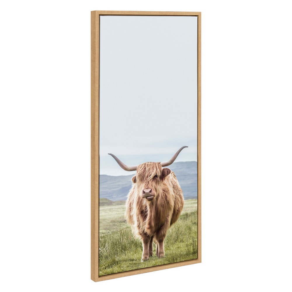 Photos - Other Decoration 18" x 40" Sylvie Highland Cow Mountain Framed Canvas by Creative Bunch Nat