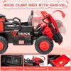 2-Seater Electric Ride on Truck Toy Car Construction Vehicle, 12V Kids Ride on Dump Truck, Remote Control, Key Start, Shovel, Dump Bed, Music - 4 of 4