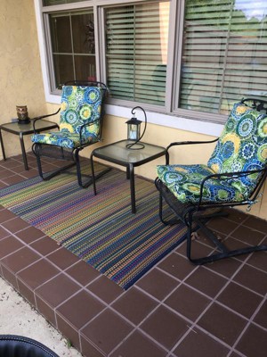 Watercolor Mandalas Outdoor Chair Cushion in Yellow, Blue, and Green