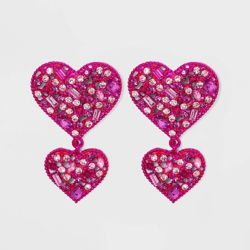 Upside Down Pink Heart Drop Earrings — BASIS STUDIO