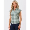 INSPIRE CHIC Women's Summer Plaid Short Sleeves Button Down Shirt - 2 of 4