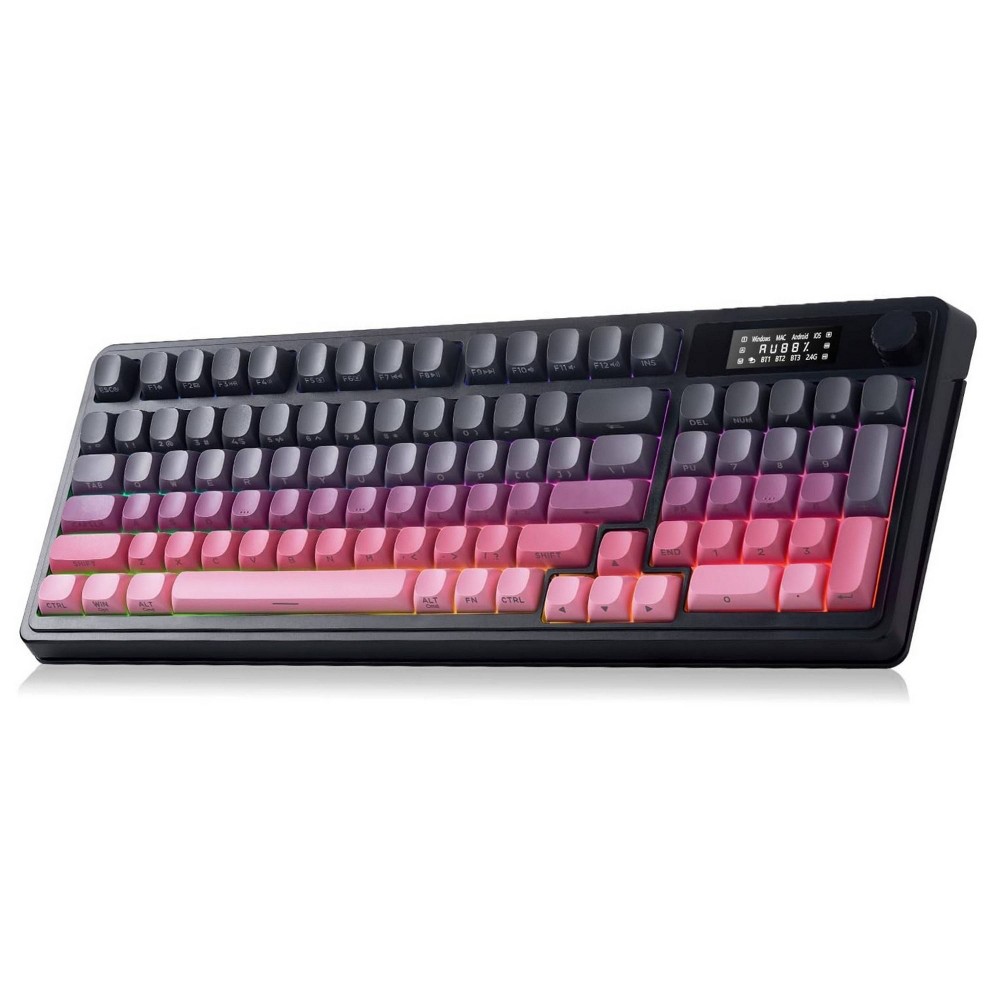 AULA S99Pro Wireless Gaming Membrane Creamy Keyboard, Num Pad, SmartScreen, Tri-Mode, Media Knob, RGB - Pink