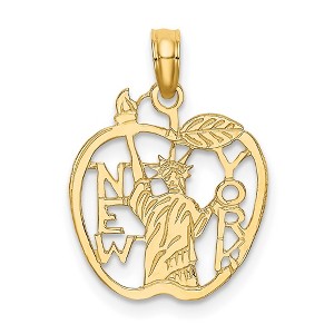 Black Bow Jewelry Cutout New York Statue of Liberty in Apple Pendant in 14K Yellow Gold - 1 of 4