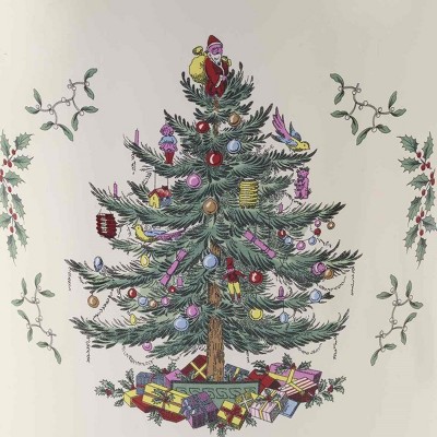 Ivory and Red Christmas Tree Tartan Wastebasket