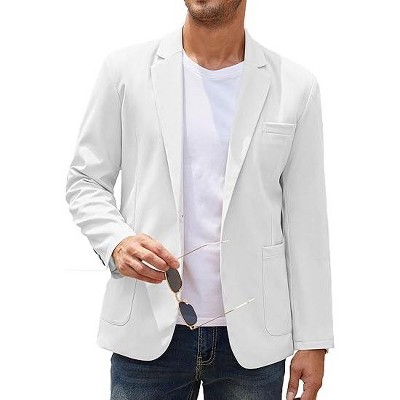 COOFANDY Men's Casual Linen Blazer Lightweight Regular Fit Sport Coat One Button Suit Jacket Navy Blue L — фото 2