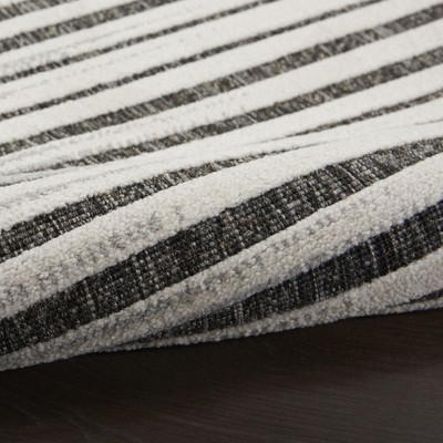 Calobra Dark Grey Striped Synthetic Indoor/Outdoor Rug