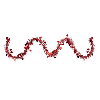 Northlight Tinsel and Polka Dot Commercial Christmas Garland - Red - 50' x 1.5" - Unlit