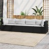 vidaXL Contemporary Black 4-Piece Patio Lounge Set - Weather-Resistant PE Rattan Garden Sofa Set with Powder-Coated Steel Frame, Thick White Cushions - 2 of 4