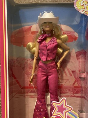 Barbie: The Movie Collectible Doll Margot Robbie as in Pink Western Outfit,  Pink,silver