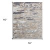 HomeRoots 3' X 5' Tan Ivory And Blue Abstract Distressed Area Rug - 3 of 4
