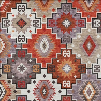 HomeRoots 8' X 10' Rust Lavender And Ivory Southwestern Washable Indoor Outdoor Area Rug