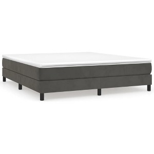 vidaXL Bed Frame Platform Bed Mattress Foundation Bedroom Furniture Velvet - Dark Gray California King 9.8" - 1 of 4