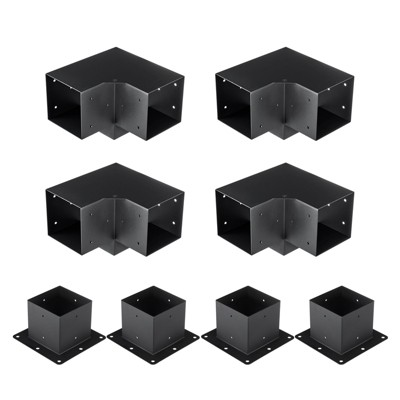 VEVOR Pergola Bracket Kit 6''x6''(Inner Size 5.6x5.6), 8pcs 3-Way Heavy Duty Corner Bracket Woodworks DIY Post Base Kit