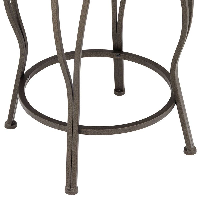 55 Downing Street Colton Metal Swivel Bar Stools Set of 2 Brown 24" High Traditional Round Cushion with Backrest Footrest for Kitchen Counter Height, 5 of 10