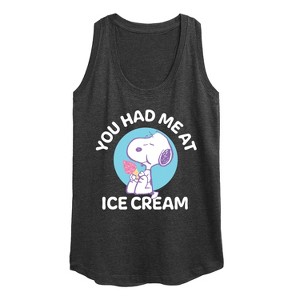 Women's Peanuts You Had Me At Ice Cream Graphic Racerback Tank - Heather Charcoal - X-Large - 1 of 4