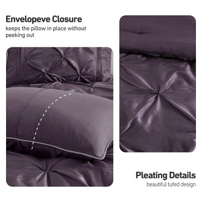 Madison Park 7Pcs Ultimate Touch BIAB Comforter Set, Solid Color Plain Weave Bedding Set with Matching Shams & Decorative Pillow, Plum, Queen — фото 6