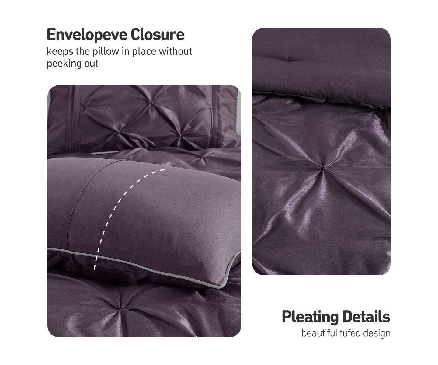 Постельное бельё Madison Park 7Pcs Ultimate Touch Biab Comforter Set, Solid Color Plain Weave Bedding Set with Matching Shams & Decorative Pillow, Plum, цвет: Сливовый — фото 6