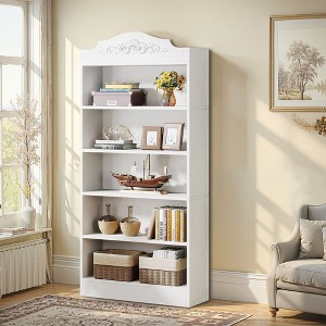 Kumasinova Modern 72 Inch Book Shelf Wall Corner Etagere Bookcase Freestanding for Living Room,Bedroom,Office,White - 1 of 4