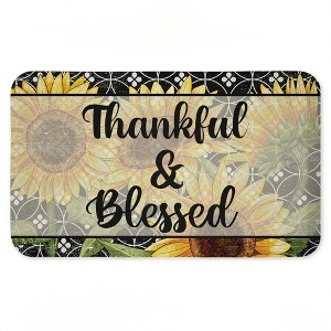 Stupell Industries Thankful & Blessed Sunflowers Printed Anti-Fatigue Floor Mat, design by Kim Allen, 30"x18" - 1 of 4