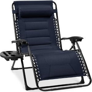 Best Choice Products Oversized Padded Zero Gravity Chair, Folding Outdoor Patio Recliner w/ Side Tray - 1 of 4