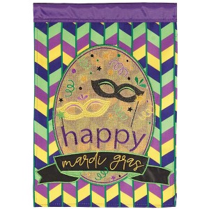 Magnolia Garden Happy Mardi Gras Mask Medallion 29 x 42 Inch Polyester Garden Flag - 1 of 2