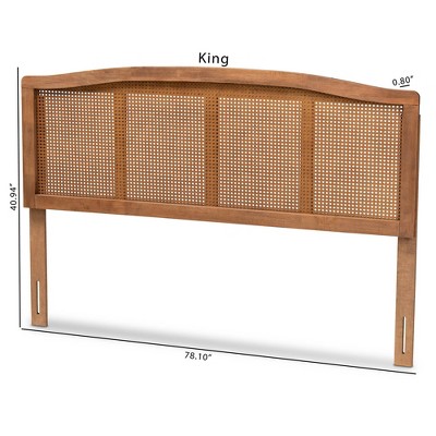 Marieke Ash Walnut Wood and Rattan Queen Headboard