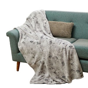 Lyndi Micro Plush All Season Throw Blanket 50" x 70" Black & White by Plazatex - 1 of 4