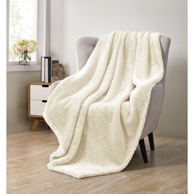 Kate Aurora Comfort Living Ultra Plush Oversized Fuzzy Throw Blanket - 50 in. W x 70 in L - Beige