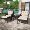 COWLOWN Beige Accented Outdoor Furniture Set, High Back Swivel Chairs, Brown Wicker Sofa for Porch, Backyard - 2 of 4